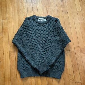 Aran Knitter’s Co-op Green 100% Wool Sweater Men’s Small